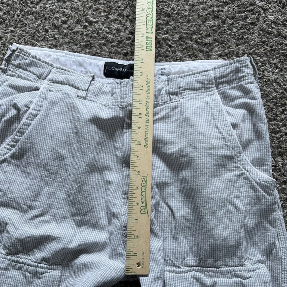 Rocawear Linen Shorts Size 36 Gingham Check Y2K Streetwear 012328